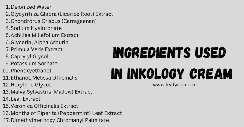 Ingredients used by Inkology Tattoo Removal Cream